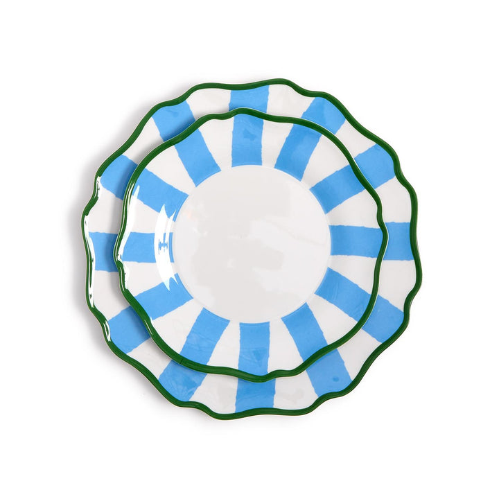 Assorted Blue Striped Plates | Set of 4
