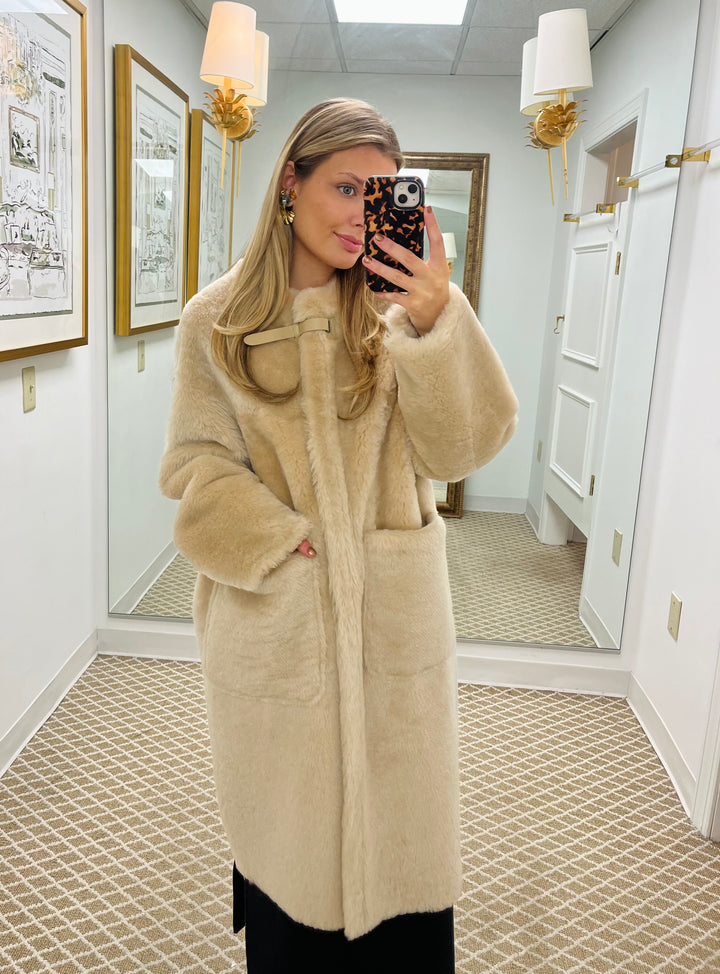 Genuine Lamb Long Coat | Warm Sand