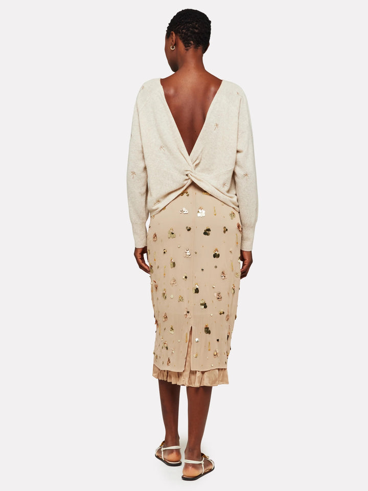 Embroidery Palm Twist Boat Neck | Cygnet