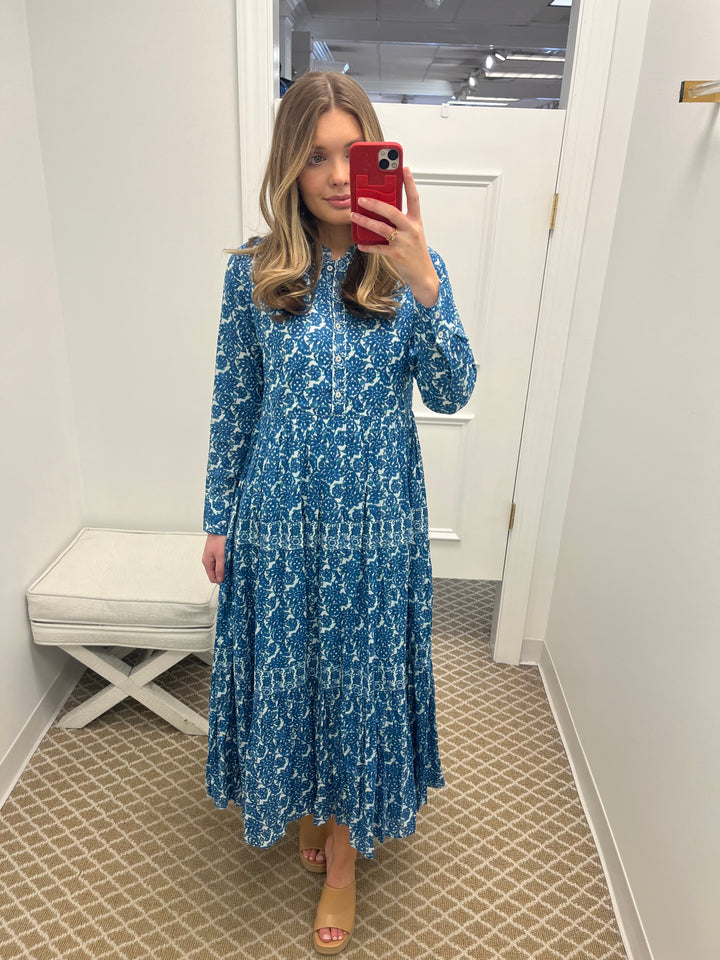 Diwali Maxi Dress | Panaji Blue