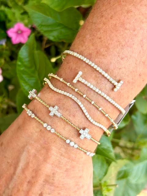 14kt White & Yellow Gold .48ct Diamond Cross Flex Bangle BV105WY