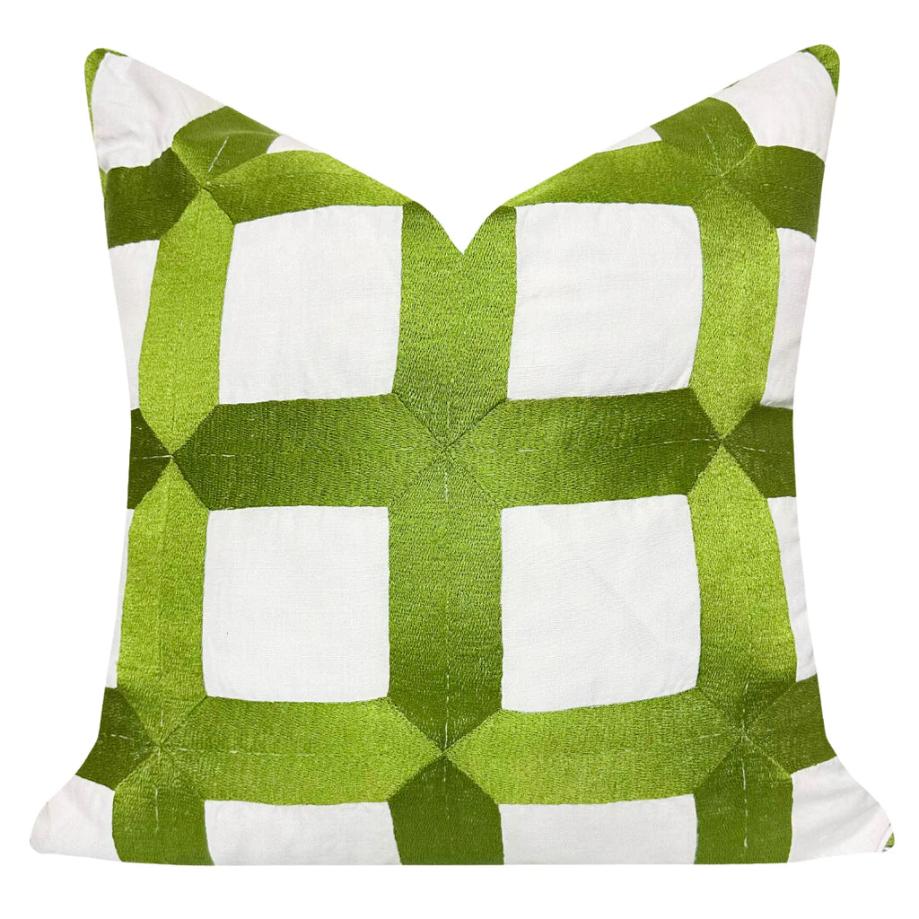 Laura Park Embroidered Square Lattice Pillows
