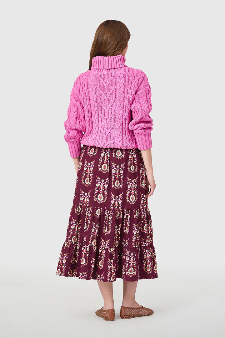 Cable Knit Turtleneck | Raspberry