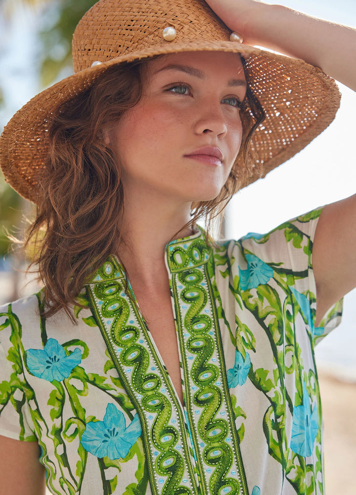 Lana Cap Sleeve Caftan | Blooming Blue