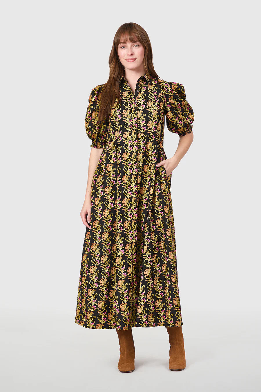 Rosie Shirtdress | Berrywood Scroll