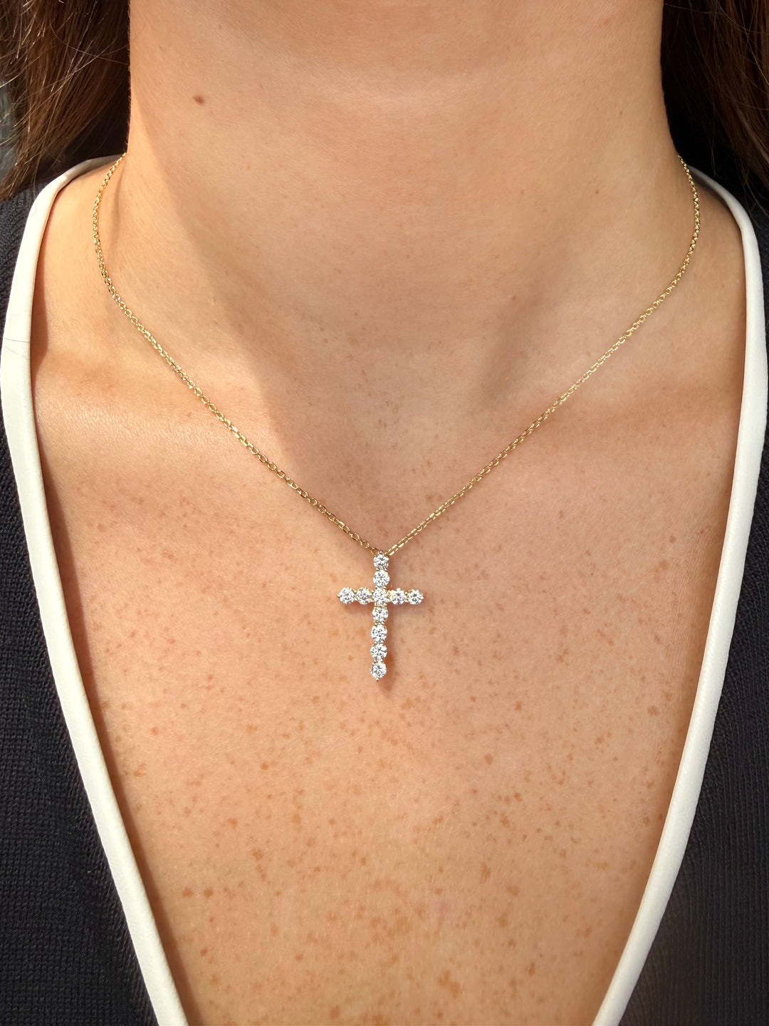 14kt Yellow Gold 1ct Diamond Cross Necklace N375Y