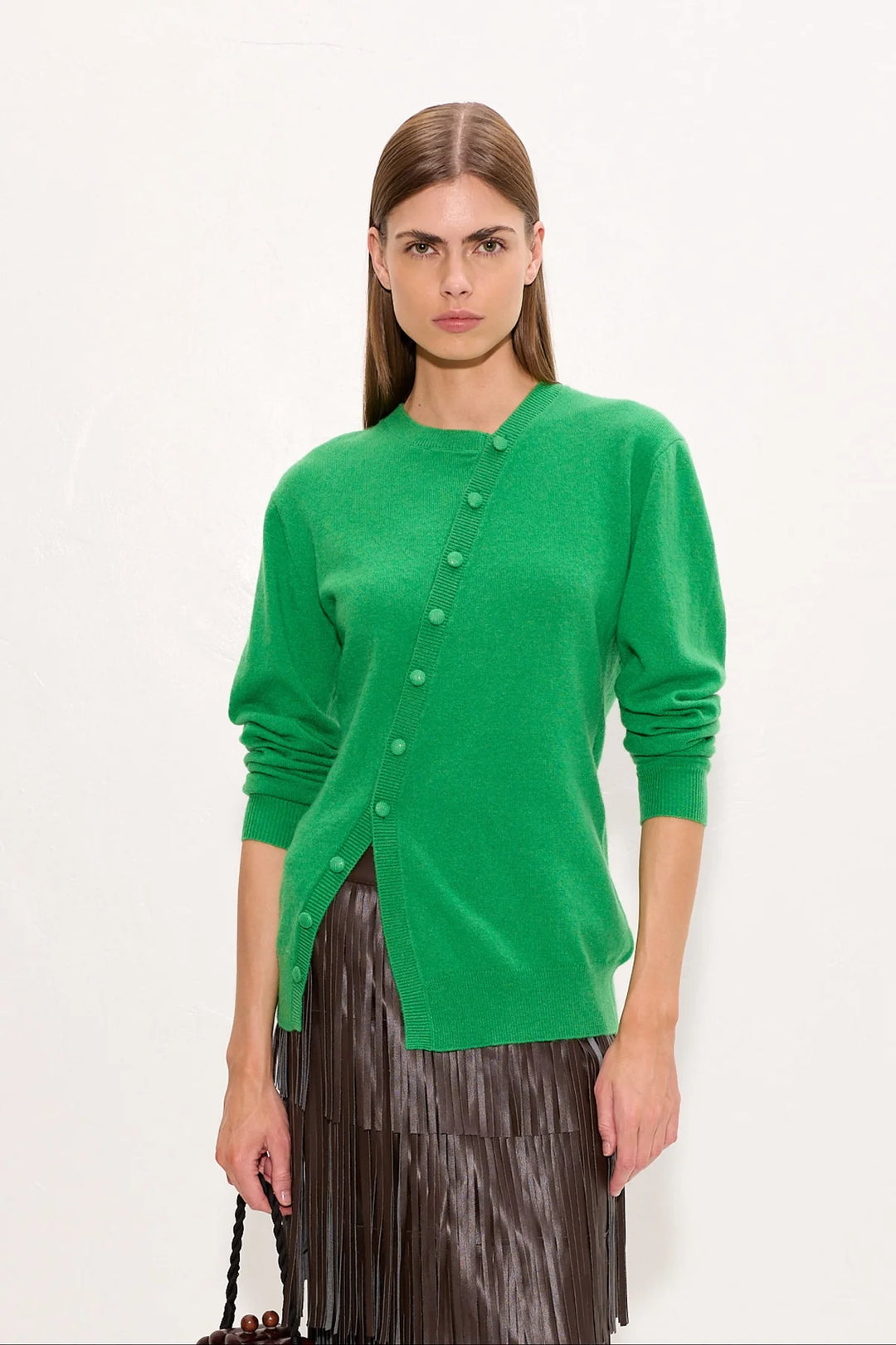 Ada Asymmetrical Cardigan | Grass Green