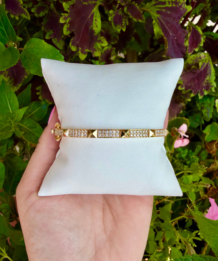 14kt 1ct Diamond Cluster Station Bangle G4911Y