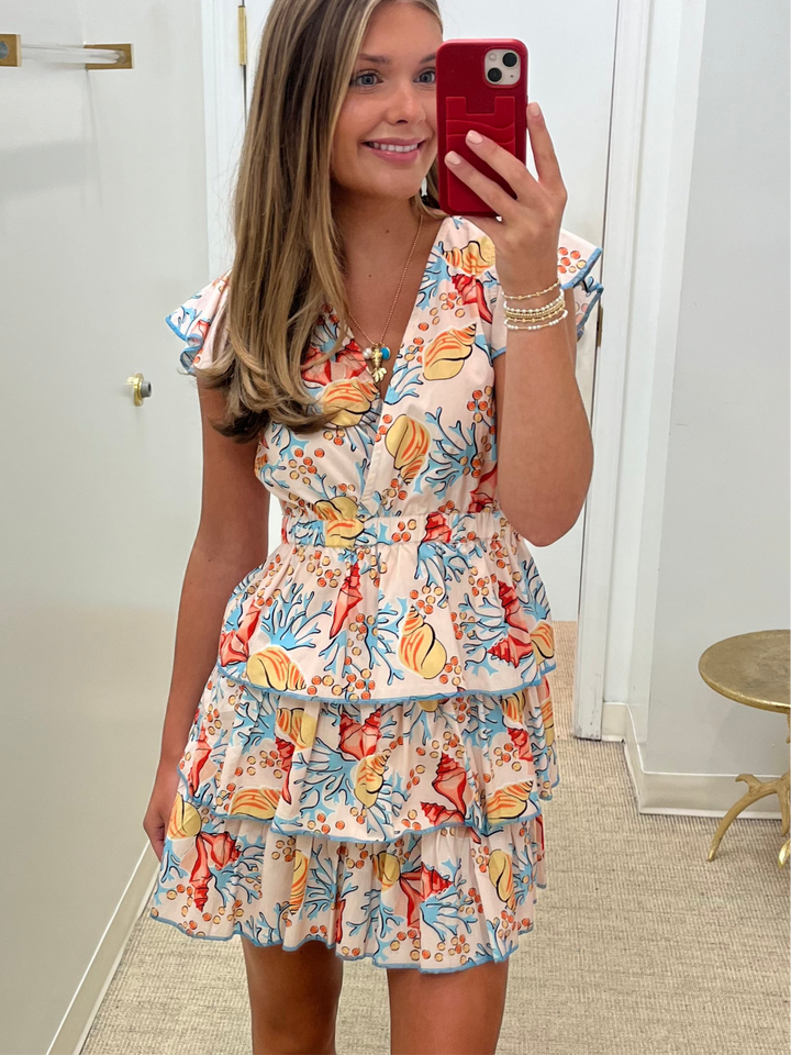 Cassie Dress | Coral Garden Blue