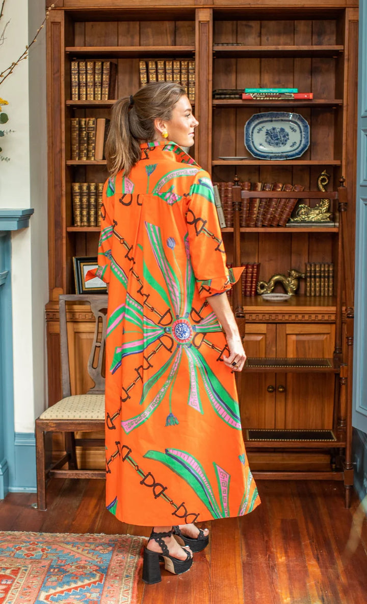 Estate Orange Shirt Dress Long