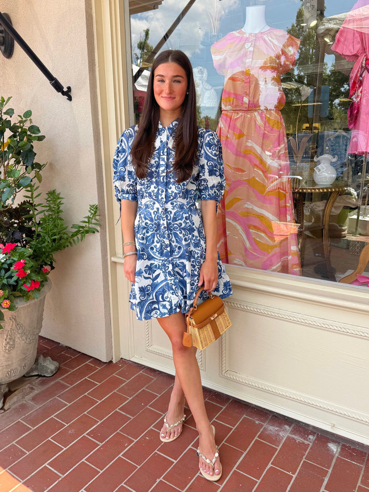 Brooklyn Mini Dress | Azulejo Navy