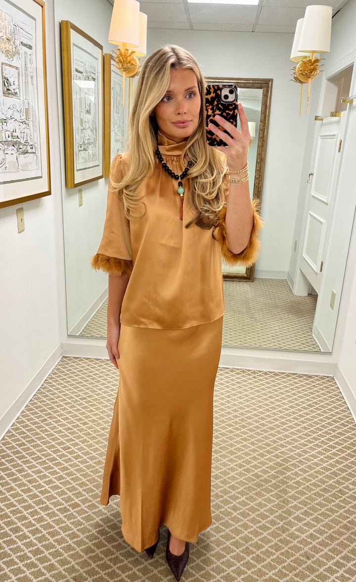 Lainey Feather Blouse | Champagne