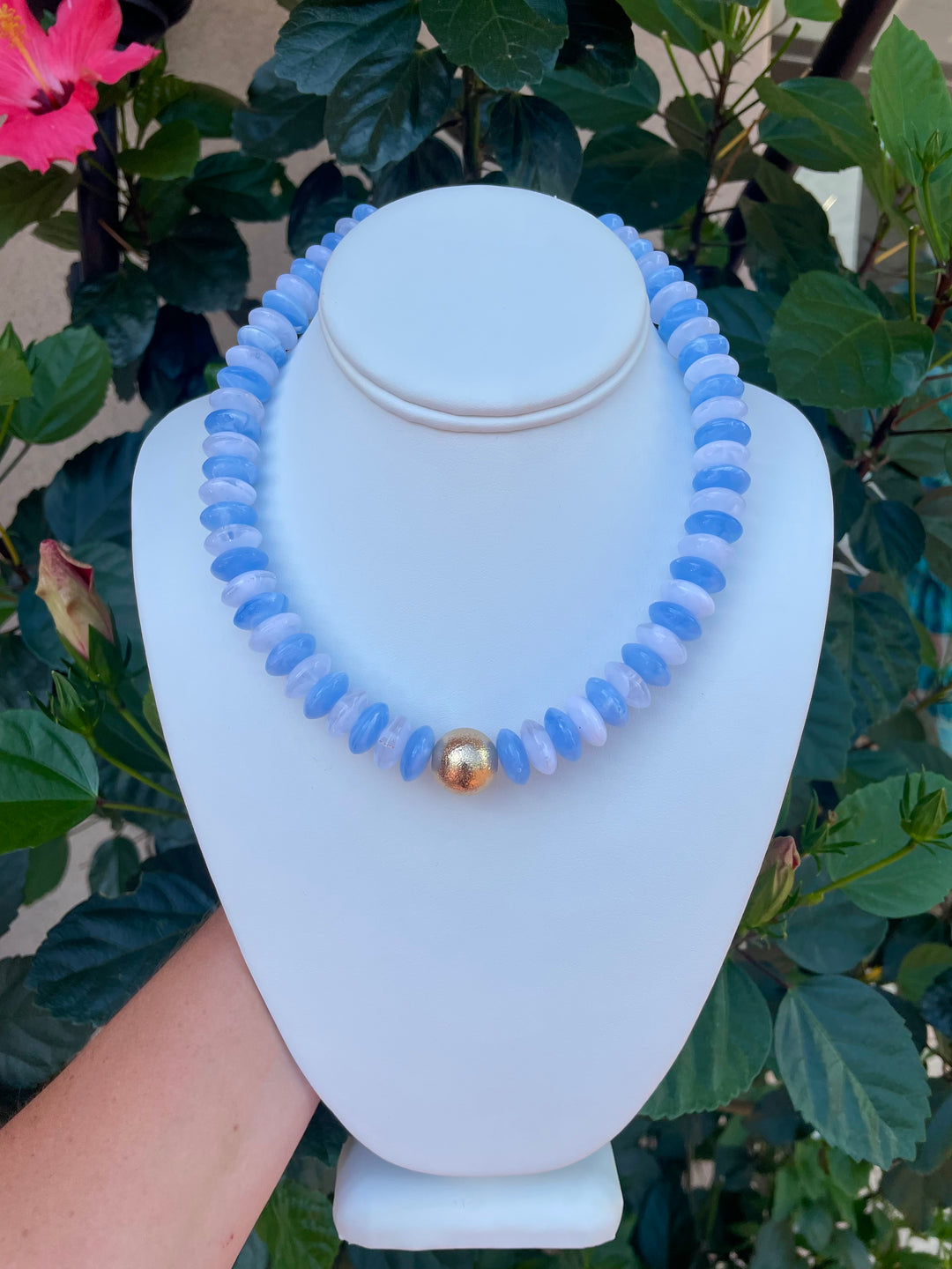 Rondelle Beaded Necklace | Light Blue