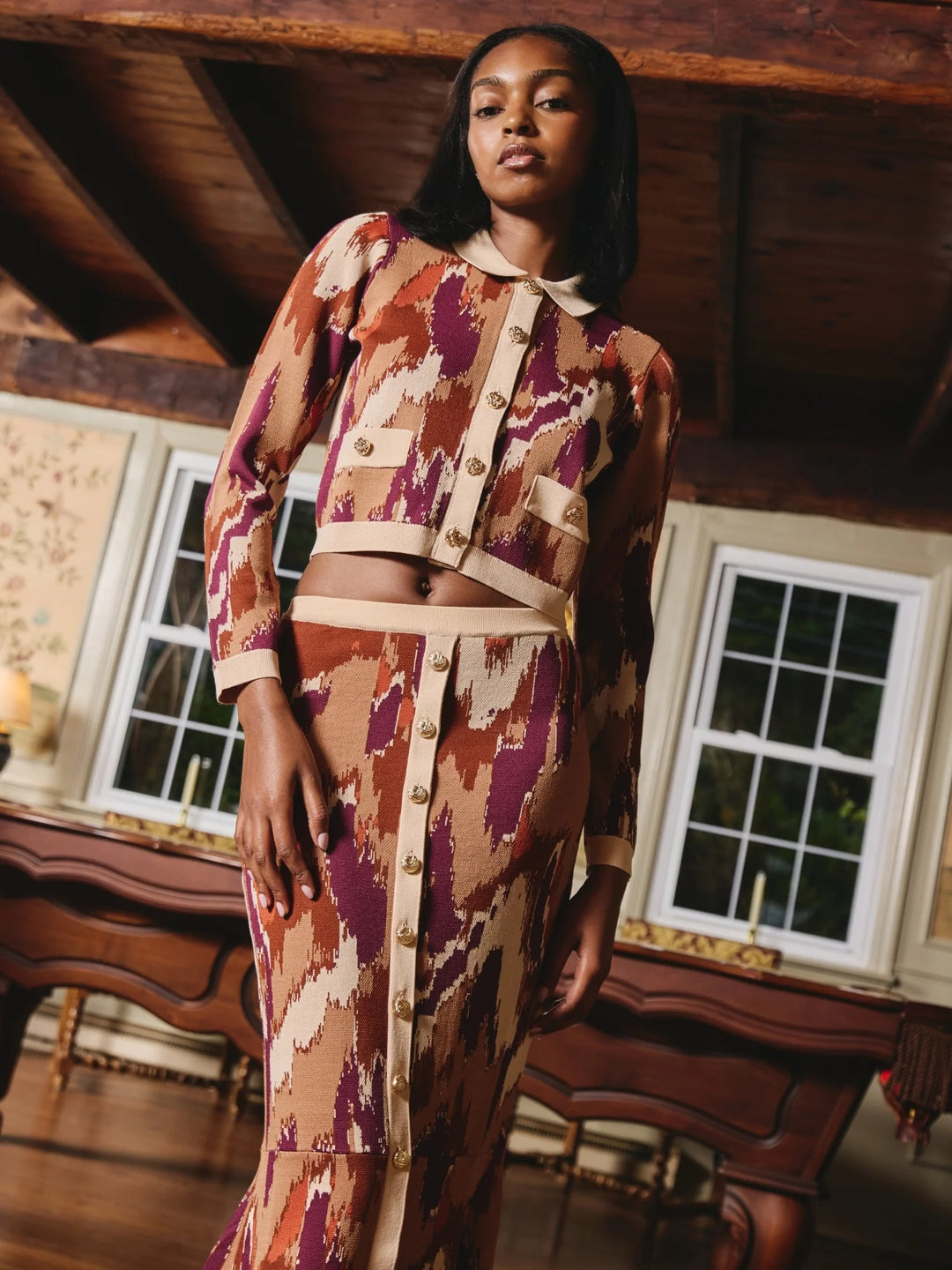 Mel Skirt | Amber Print Knit