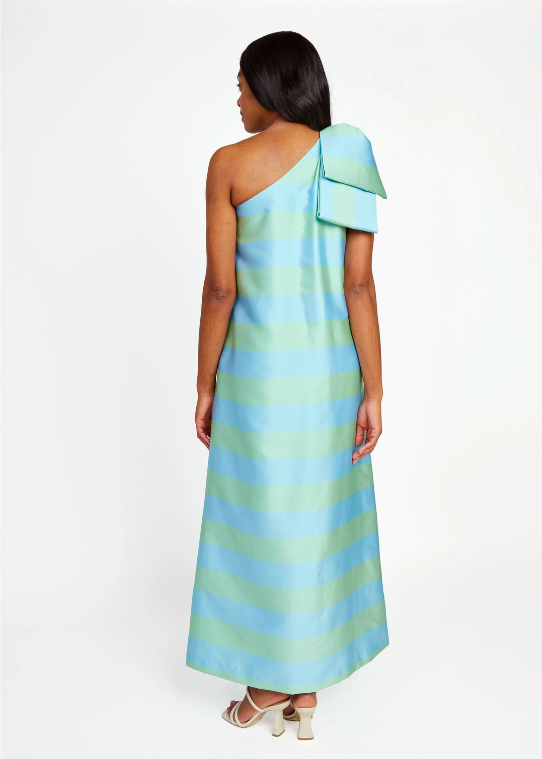Cassie Gown | Sky Blue Stripe Mikado