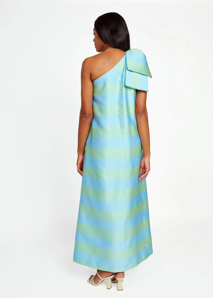 Cassie Gown | Sky Blue Stripe Mikado