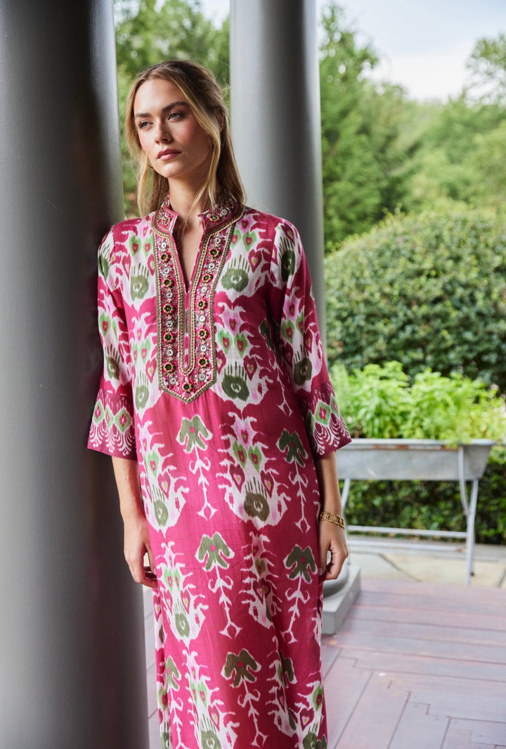 Elise Caftan | Ikat Cranberry