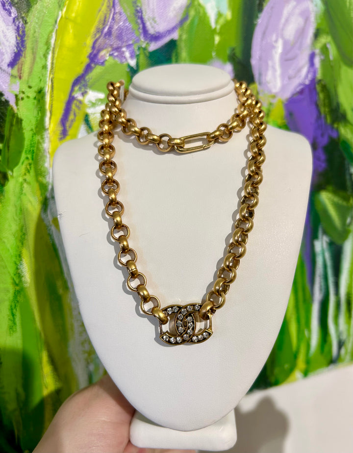 Gold Crystal CC Necklace