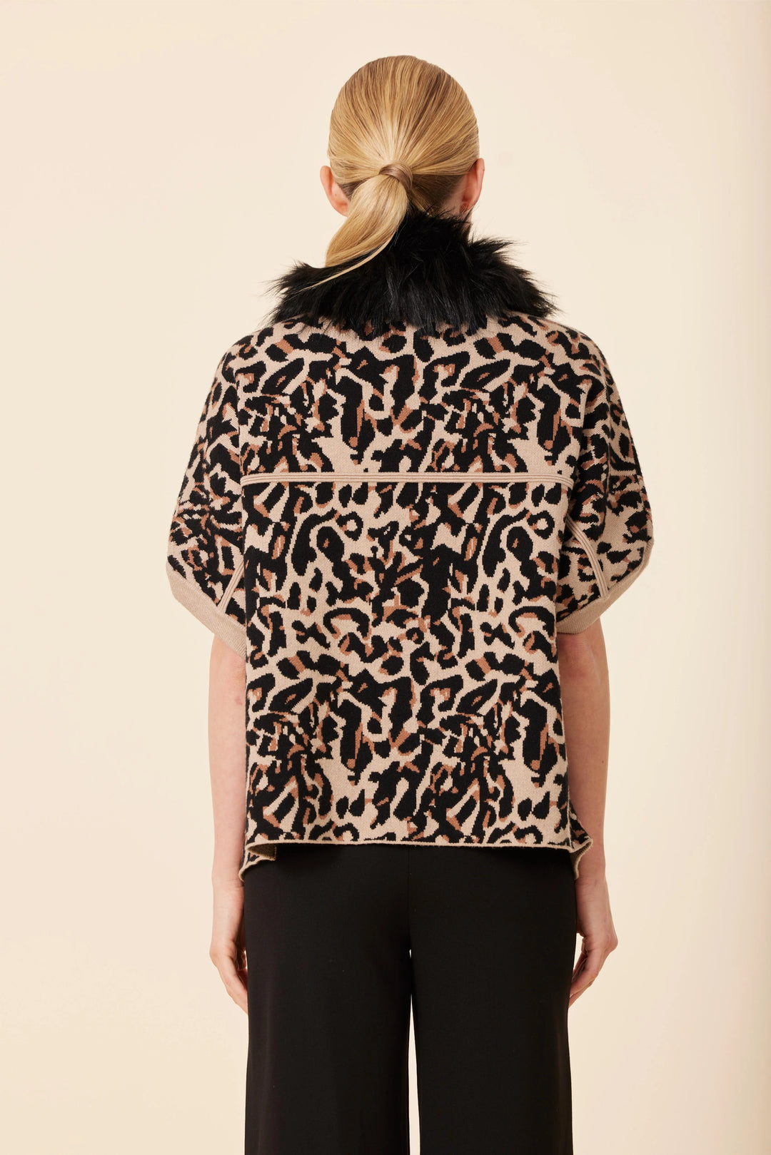 Faux Fur Trim Cardigan | Leopard