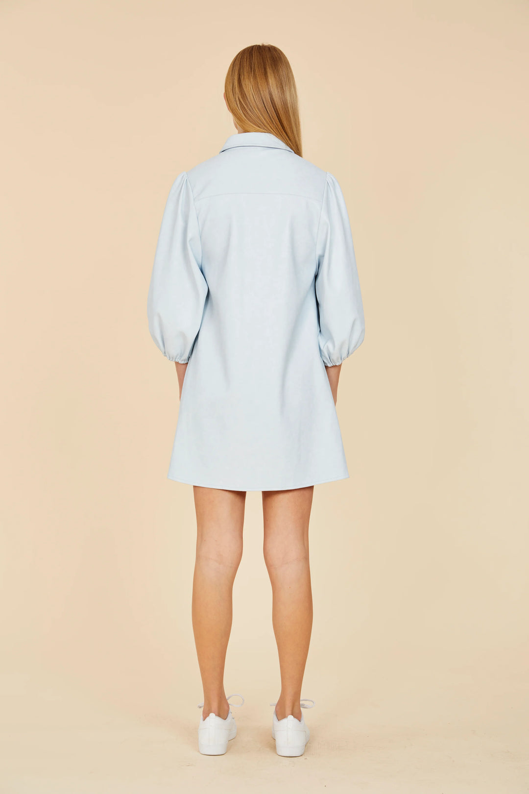 Vegan Leather Tunic Dress | Light Blue
