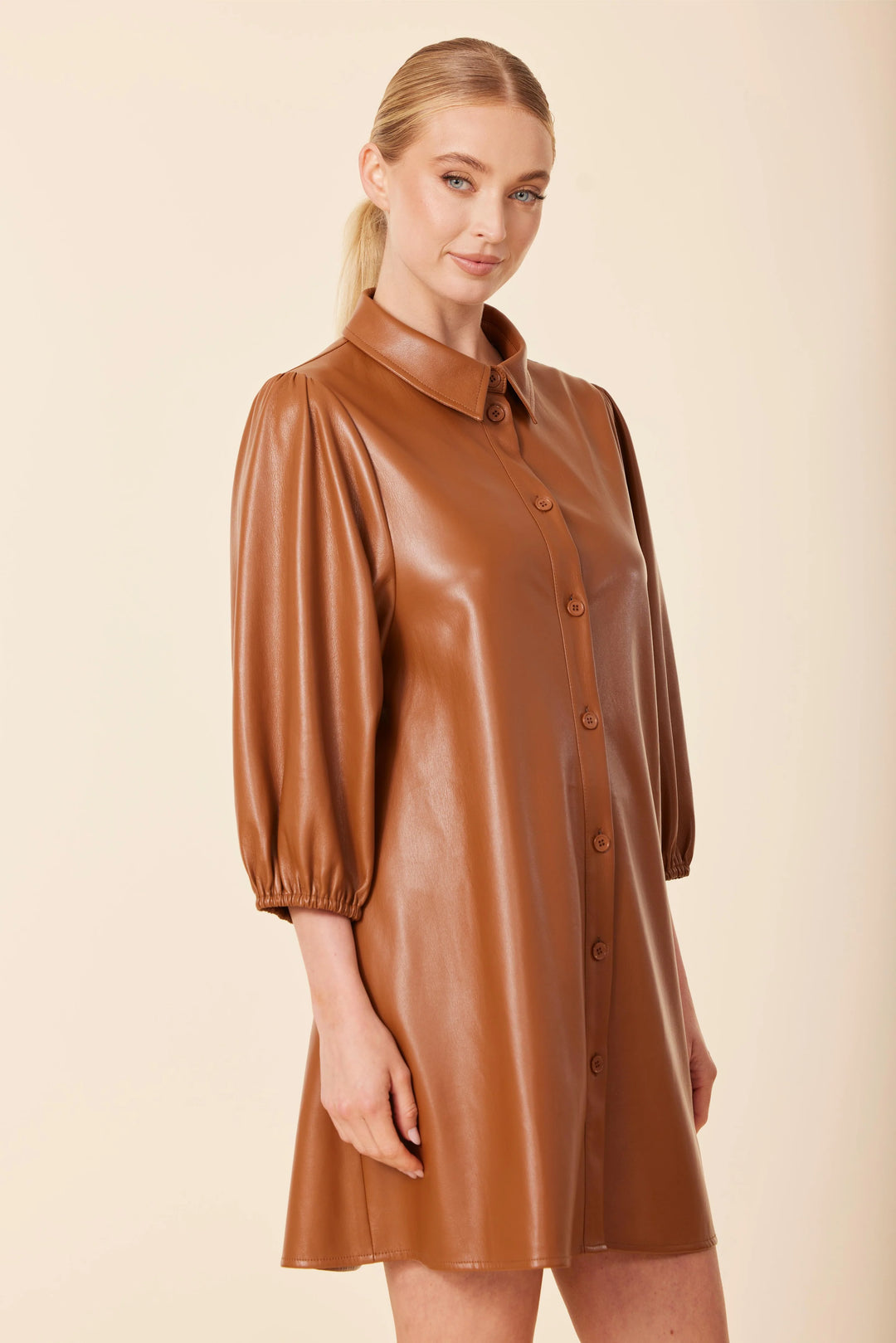 Vegan Leather Tunic Dress | Saddle