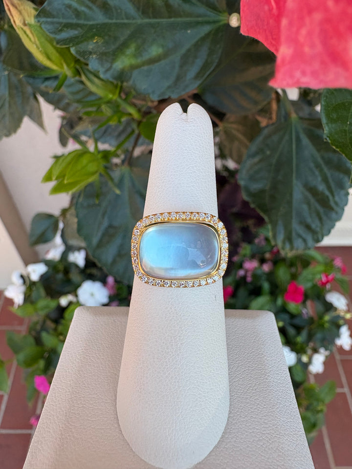 14kt Blue Topaz & .16ct Diamond Ring R17578DMS