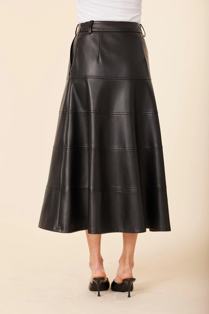 Faux Leather Maxi Skirt | Black