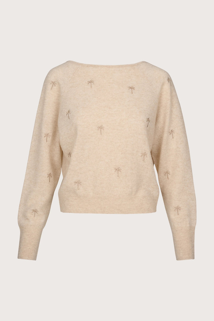 Embroidery Palm Twist Boat Neck | Cygnet