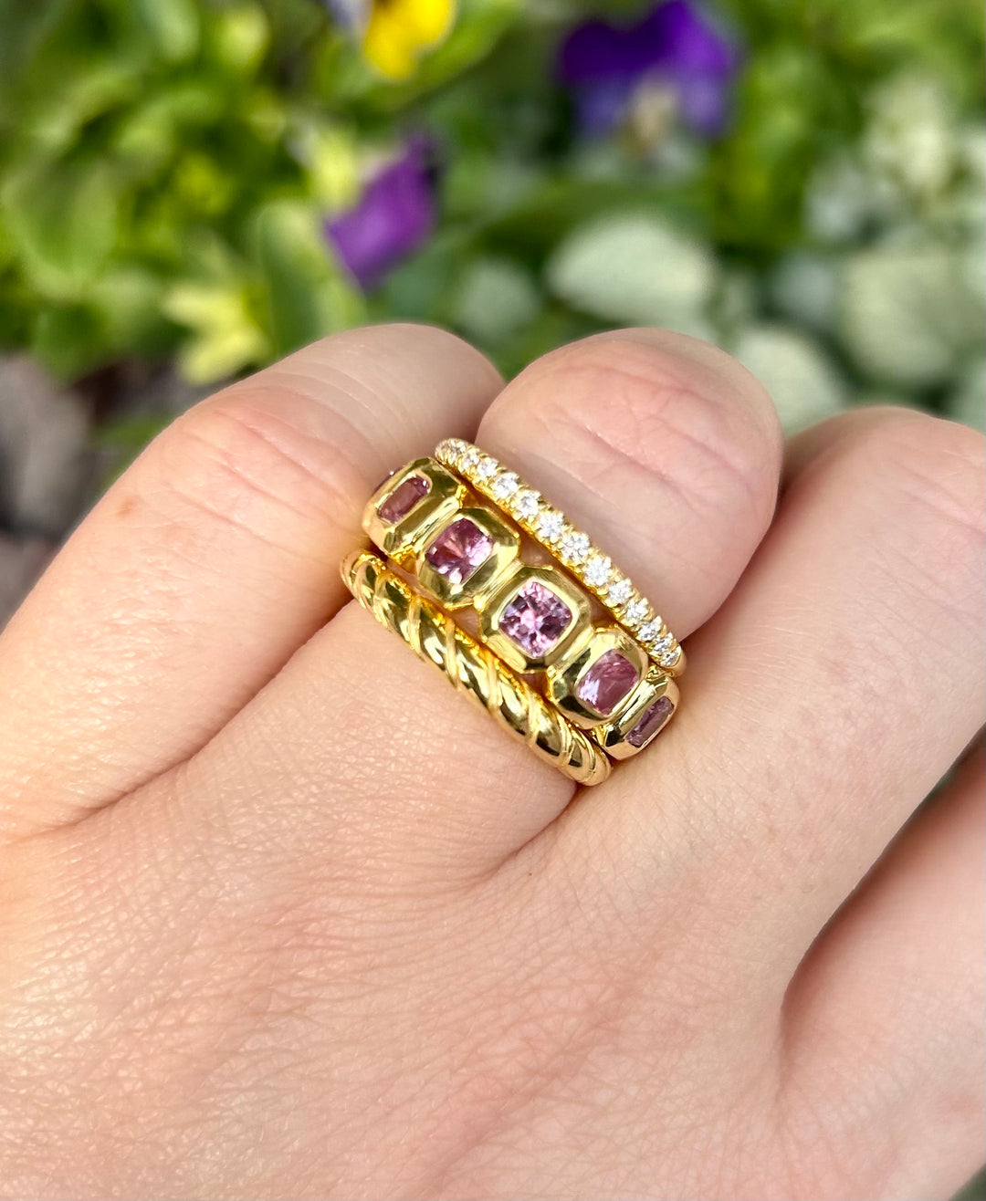 14kt Pink Sapphire Gold Band R17107PS