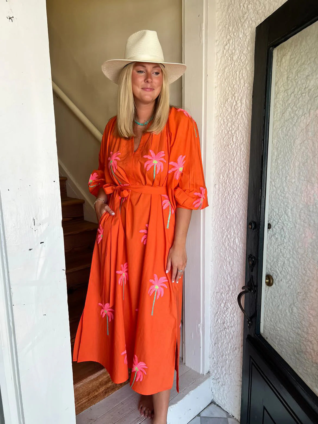 Orange Beach Palms Dress