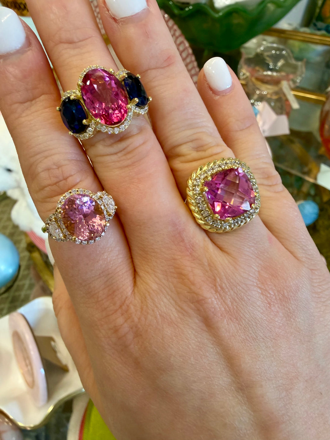 14kt Gold Ring with Pink Topaz & .36pts Diamonds RZ4601