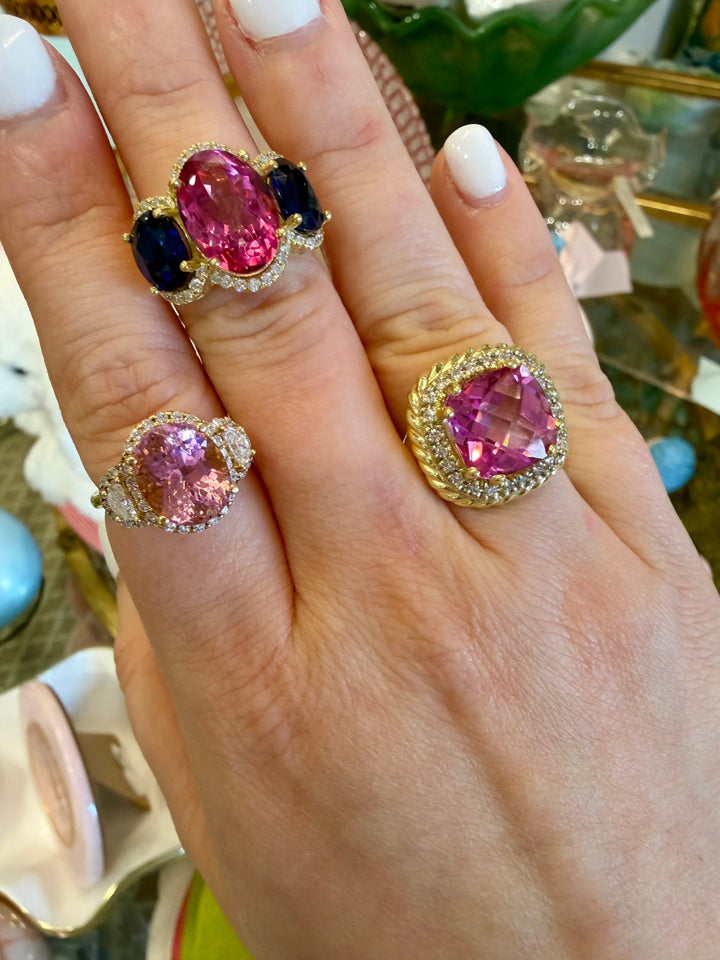 14kt Gold Ring with Pink Topaz & .36pts Diamonds RZ4601