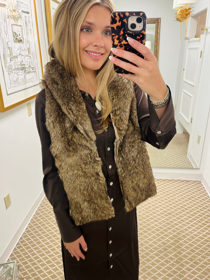 The Reed Blended Fur Vest | Chocolate Blend