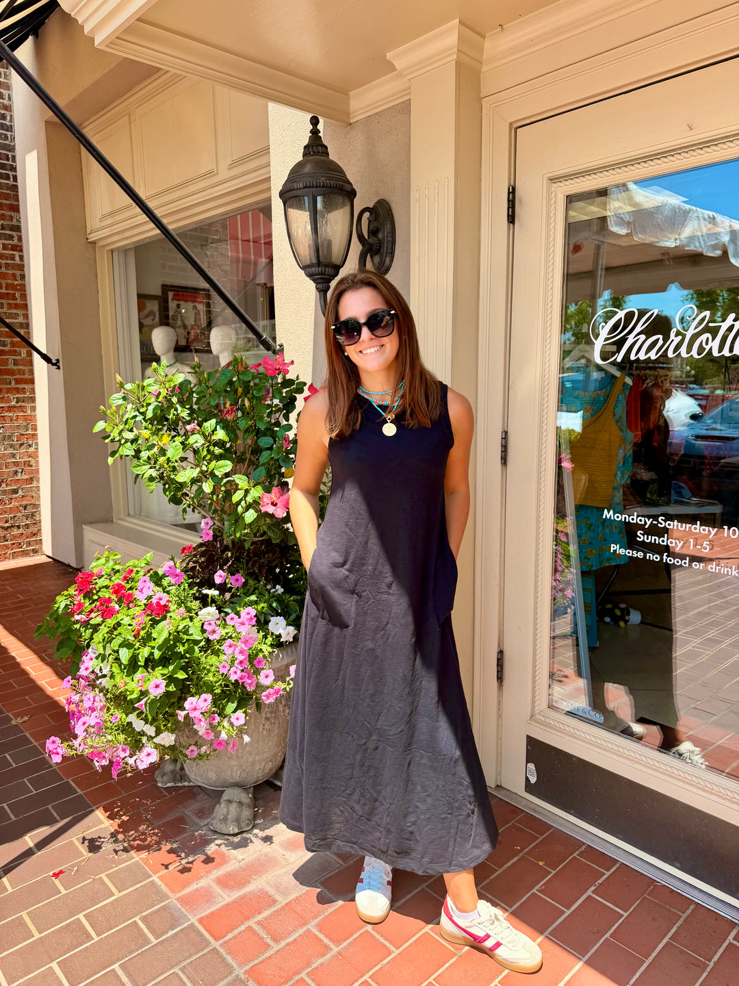 Slub Sleeveless Maxi Dress with Pockets | +Colors
