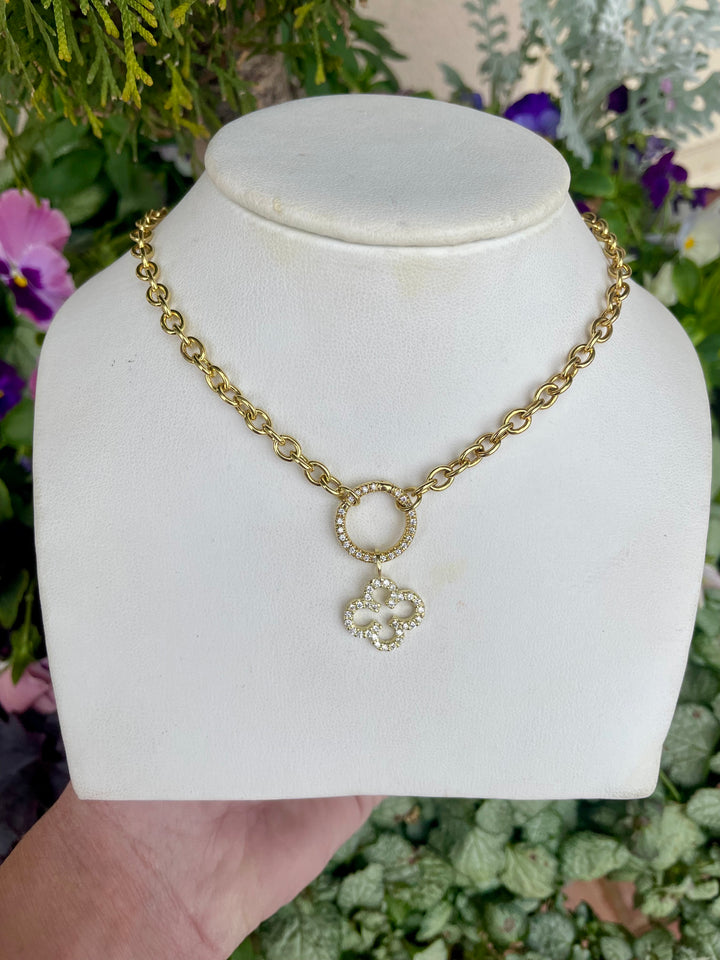 14kt Gold Diamond Clover Charm CZ4493