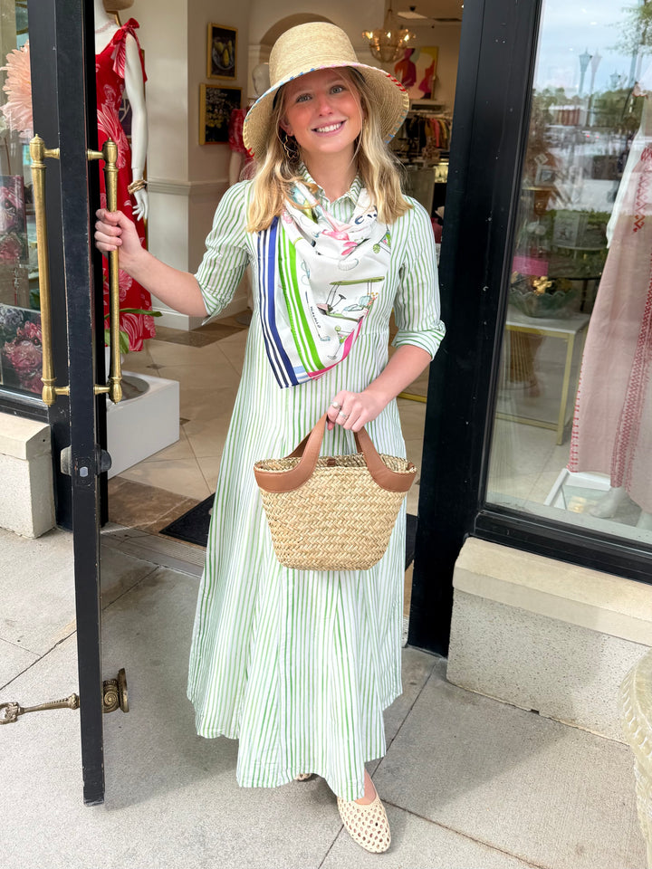 Alexa Dress | Green English Stripe