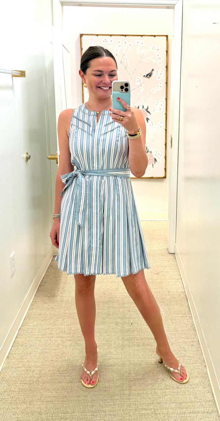 Hadley Romper | Pale Blue Stripe