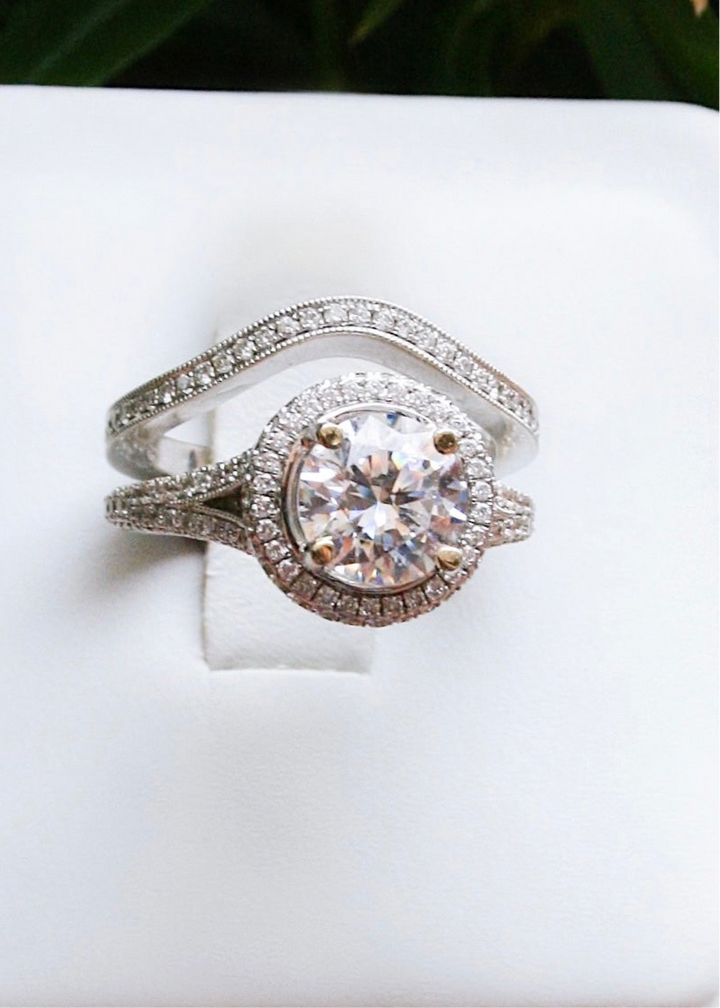 Diamond Engagement Ring Setting + Wedding Band Set