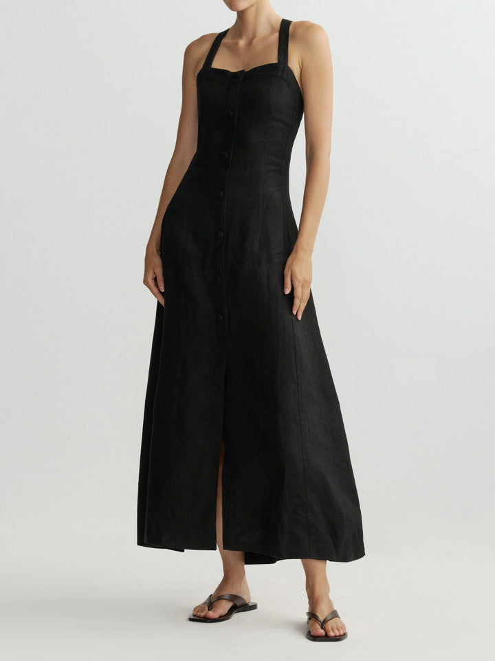 Danika Dress | Black Linen