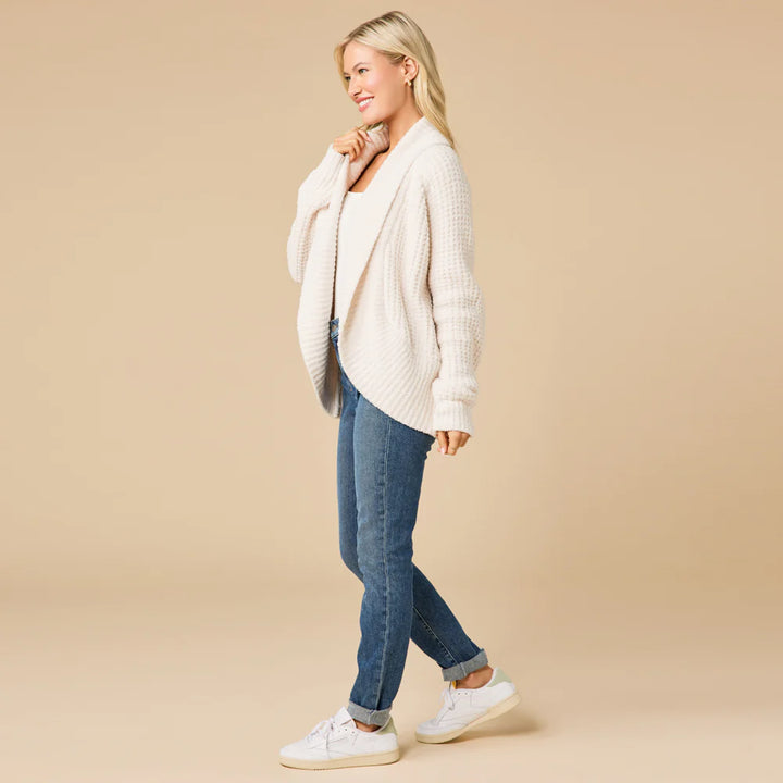 Waffle Marshmallow Cocoon Cardigan | Almond
