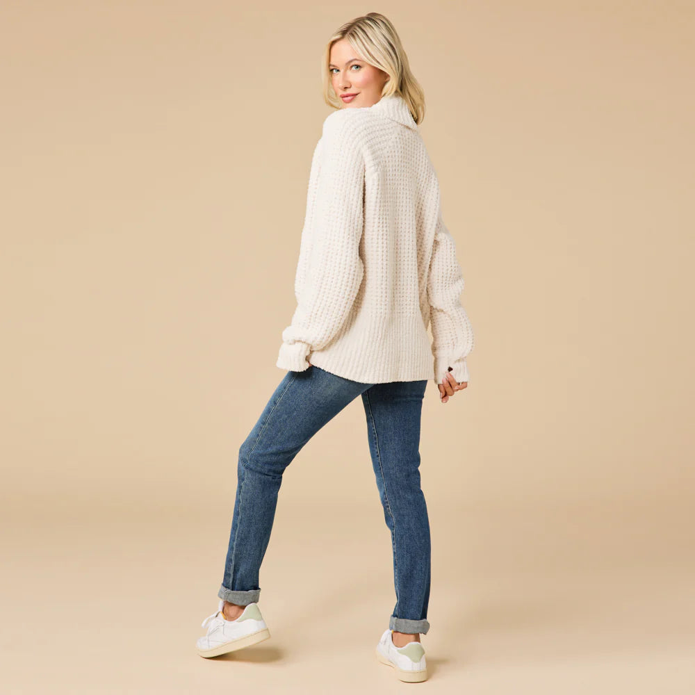 Waffle Marshmallow Cocoon Cardigan | Almond