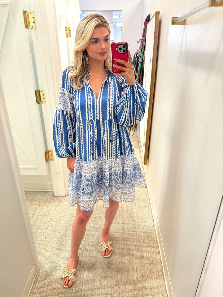 Balloon Sleeve Short Dress | Ziggy Blue