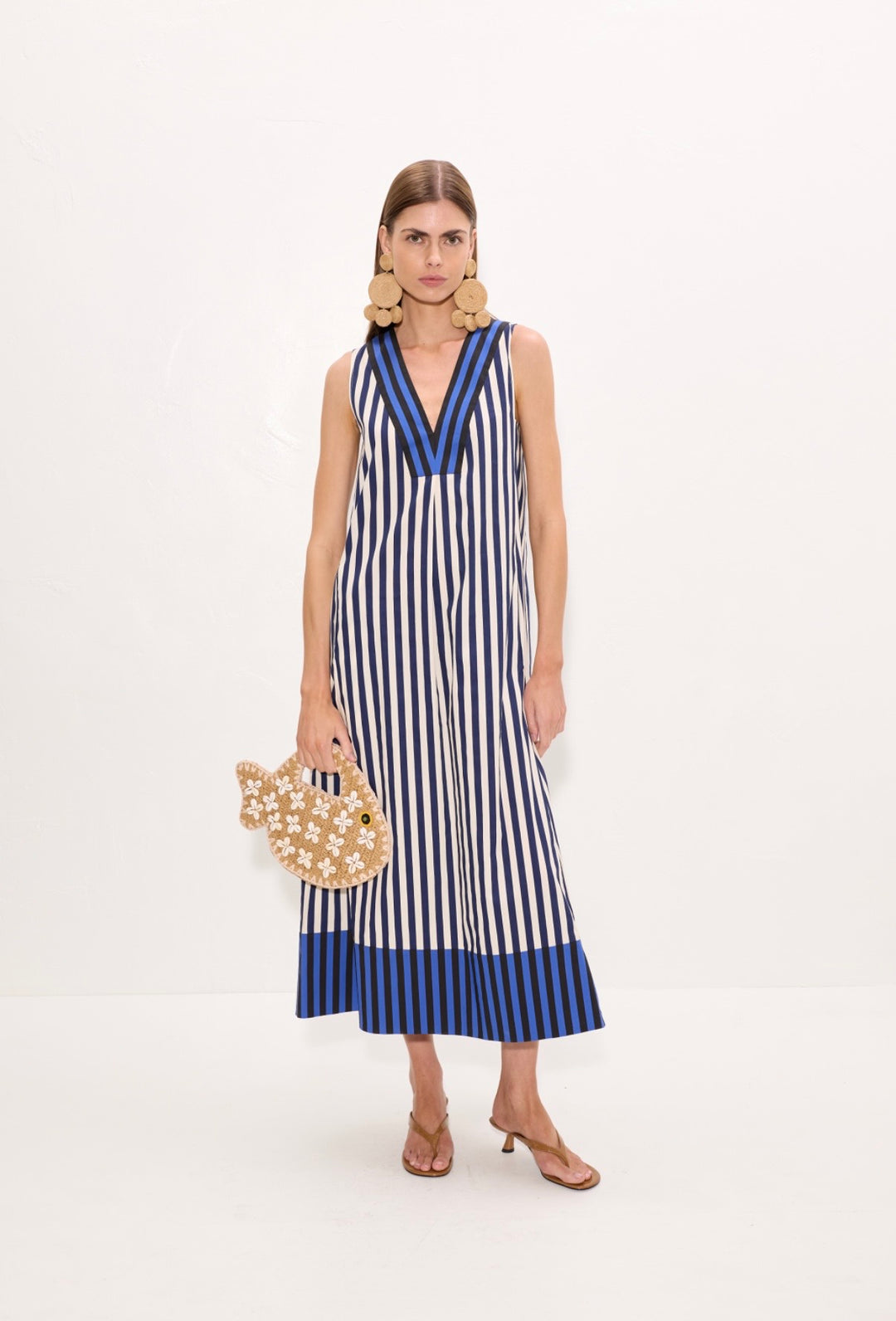 Mar Poplin Dress | Cobalt Stripe Combo