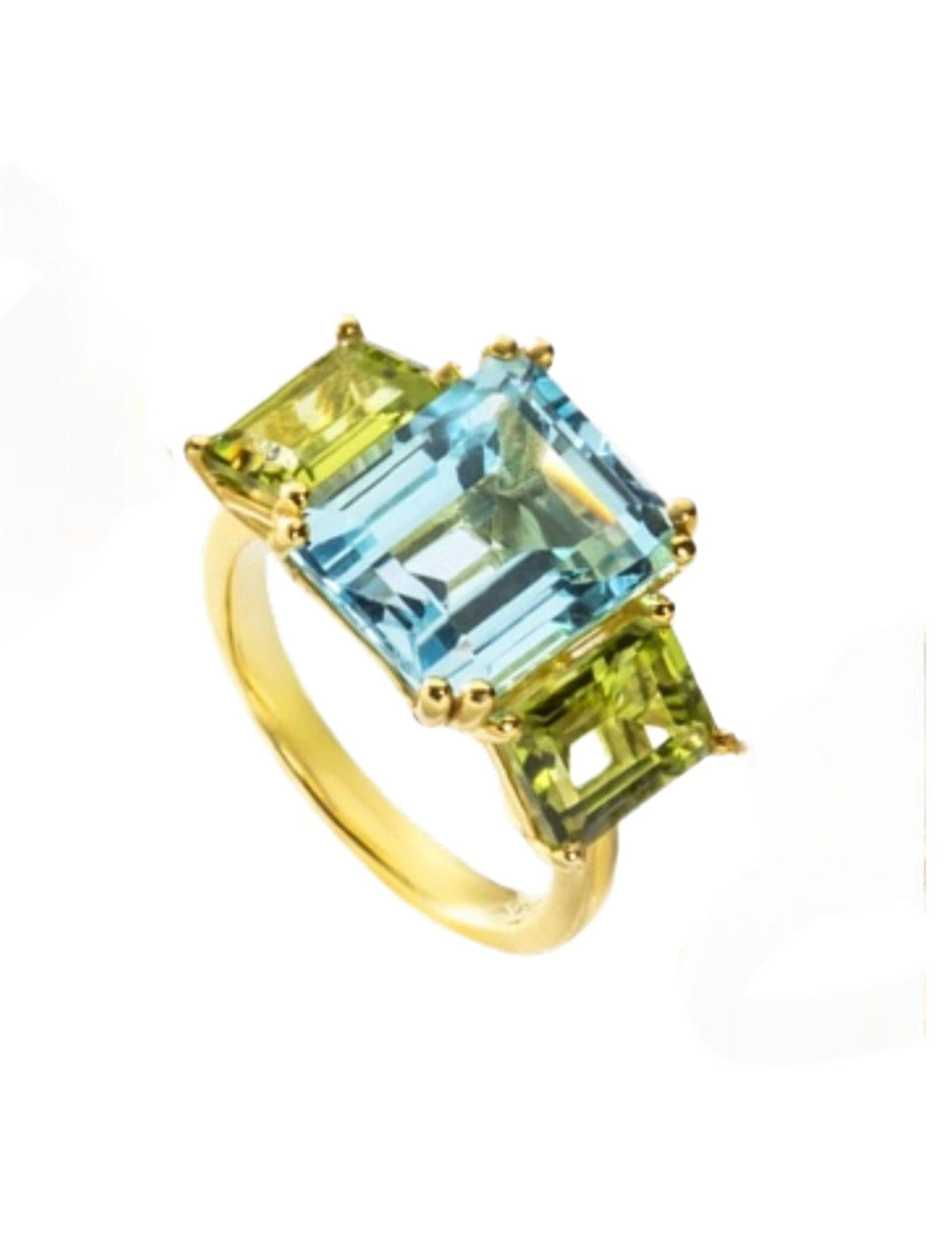 RZ7560 14kt 3 Stone Ring with Sky Blue Topaz & Peridot
