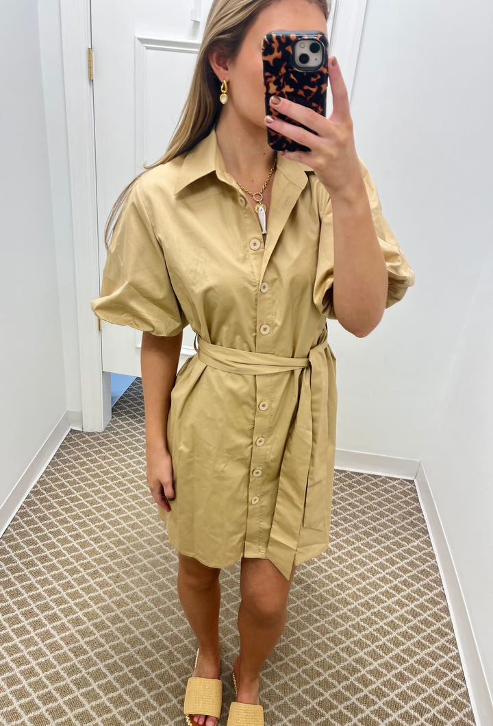 Cosmos Puffy Sleeve Dress | Khaki