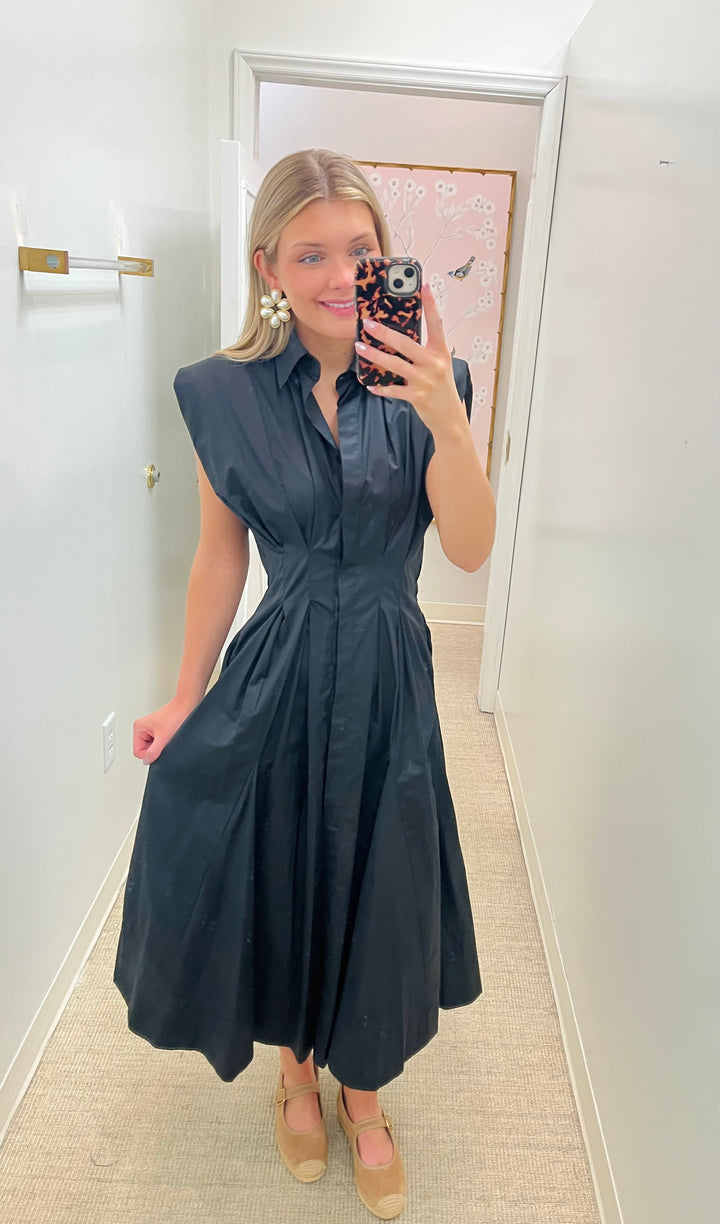 Cosmos A-Line Midi Dress | Black