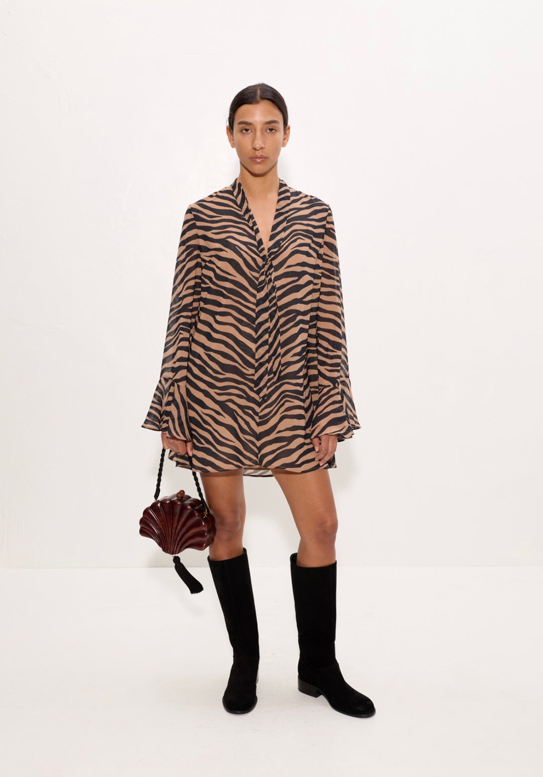 Marion Chiffon Dress | Tiger Stripe