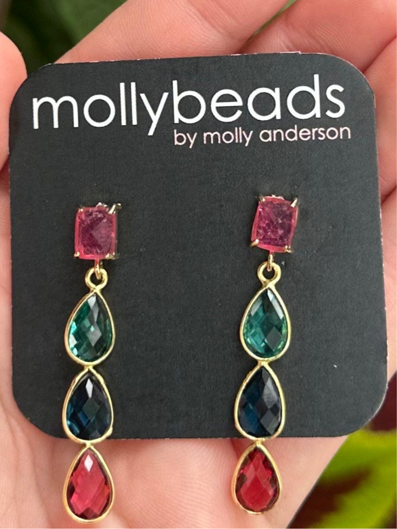 Colored Stone Drop Earrings