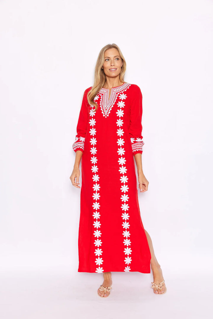 Embroidered Caftan | Red