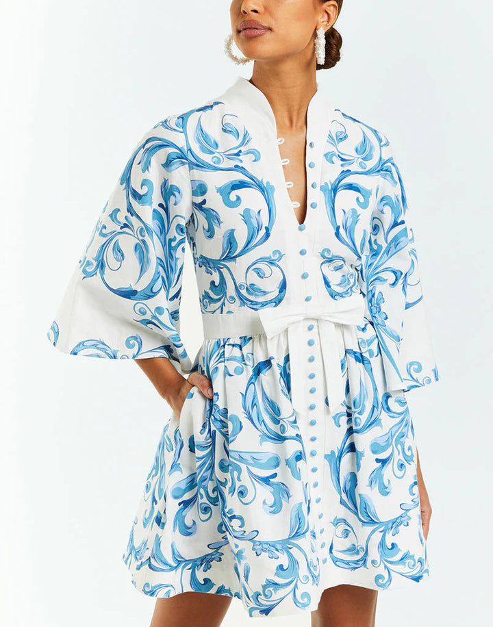 Mestiza Carmen Mini Dress | Blue Ivory